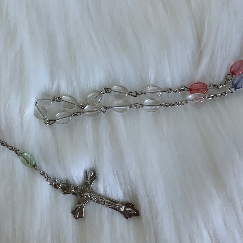 VINTAGE- LONG ROSARY BEADS WITH JESUS CROSS - Picture 3 of 12